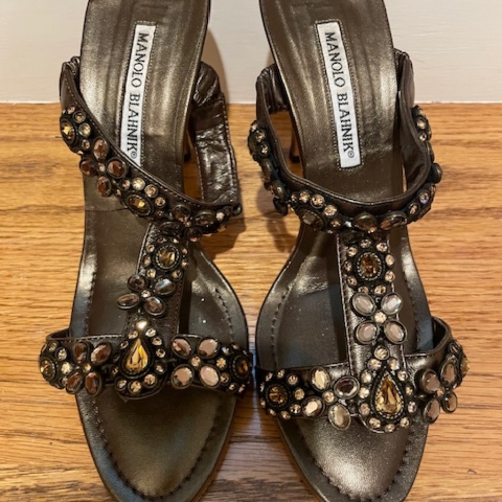 Manolo Blahnik Jeweled Sandals Size 8